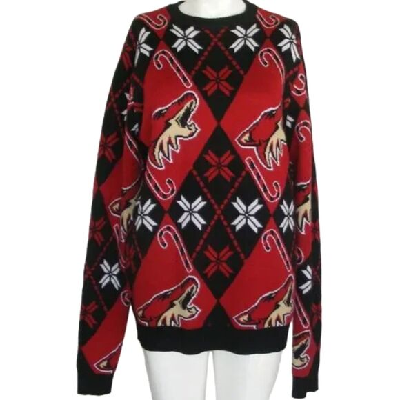 ARIZONA COYOTES Sweater, M, Red/Black, Howling Coyote head, Acrylic, Long sleeve - Picture 6 of 9